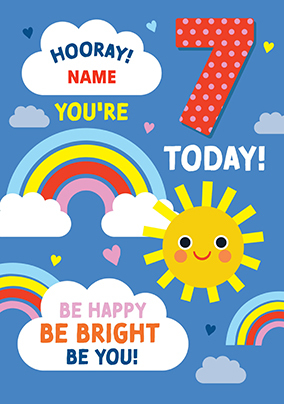 Be Bright 7th Birthday Rainbow Card