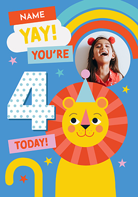 Lion 4th Birthday Photo Upload Card