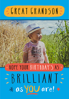 Brilliant Great Grandson Photo Birthday Card