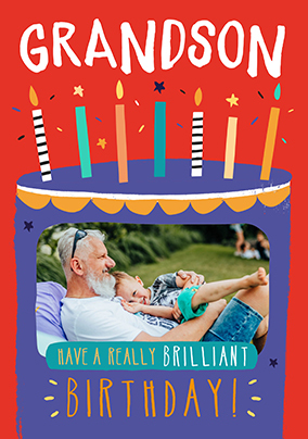 Brilliant Grandson Photo Birthday Card