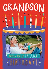 Tap to view Brilliant Grandson Photo Birthday Card