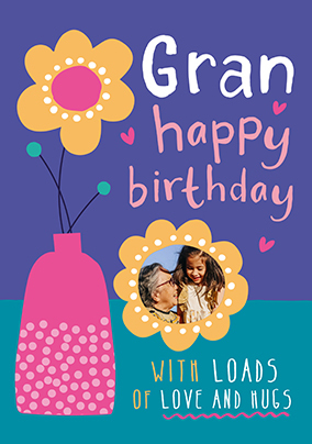 Gran Floral Photo Birthday Card