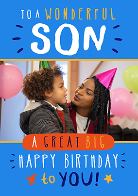 Wonderful Son Photo Upload Birthday Card