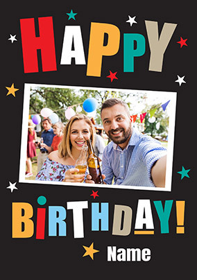 Simple Bold Photo Upload Birthday Card