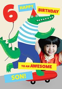 Tap to view Skateboarding Crocodile 6th Birthday Son Card