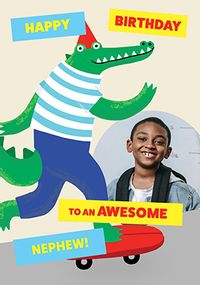 Tap to view Skateboarding Crocodile Birthday Card for Nephew