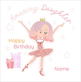 Fairy Princess Daughter Square Birthday Card