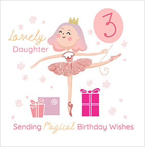 Fairy Princess Daughter Square 3rd Birthday Card