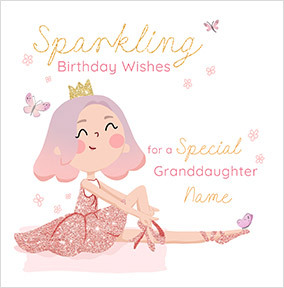 Fairy Princess Granddaughter Square Birthday Card