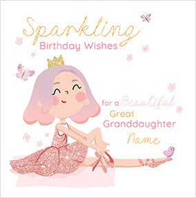 Fairy Princess Great Granddaughter Square Birthday Card