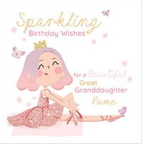 Tap to view Fairy Princess Great Granddaughter Square Birthday Card