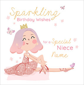 Fairy Princess Niece Square Birthday Card