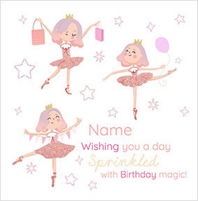 Fairy Princess Square Birthday Card