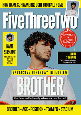 Football Magazine Brother Birthday Photo Card