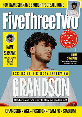 Football Magazine Grandson Birthday Photo Card