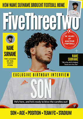 Football Magazine Son Birthday Photo Card