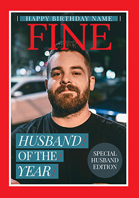 Fine Magazine Husband Birthday Photo Card