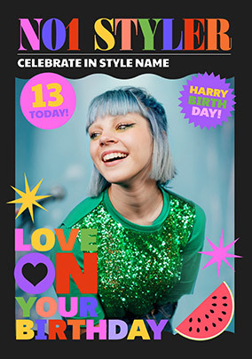 No 1 Styler Magazine 13th Birthday Photo Card