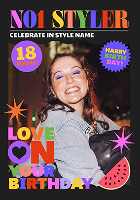 No 1 Styler Magazine 18th Birthday Photo Card