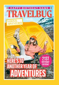 Tap to view Travelbug Magazine Spoof 21st Birthday Photo Card