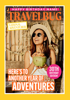 Travelbug Magazine 30th Birthday Photo Card