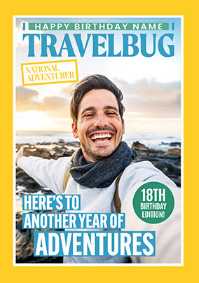 Travelbug Magazine 18th Birthday Photo Card