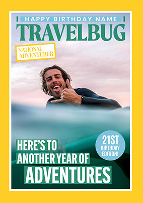 Travelbug Magazine 21st Birthday Photo Card