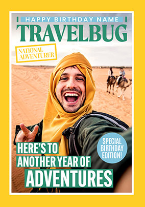 Travelbug Magazine For Him Birthday Photo Card