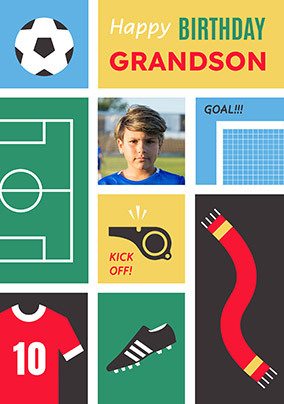 Happy Birthday Grandson Photo Football Card