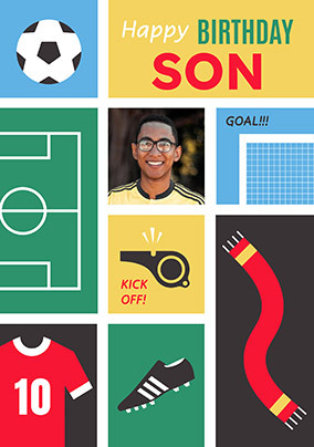 Son Happy Birthday Football Photo Card