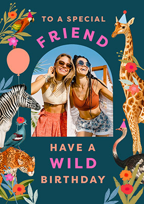 Wild Animal Friend Photo Birthday Card