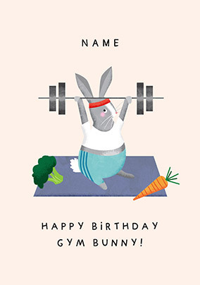 Gym Bunny Personalised Birthday Card