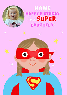 Supergirl Daughter Photo Upload Birthday Card