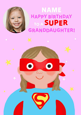 Supergirl Granddaughter Photo Upload Birthday Card