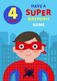 Tap to view Superhero 4th Birthday Personalised Card