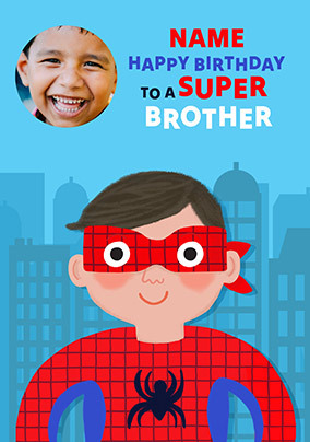 Superhero Birthday Photo Card for Brother