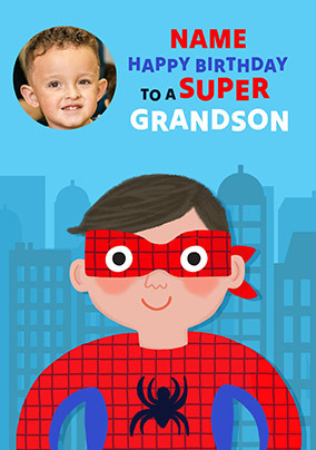 Grandson Super Birthday Photo Card