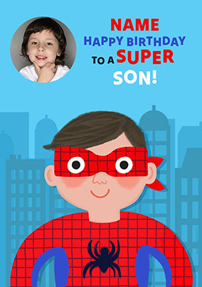 Superhero Birthday Photo Card for Son