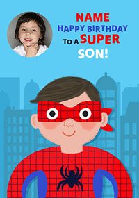 Tap to view Superhero Birthday Photo Card for Son