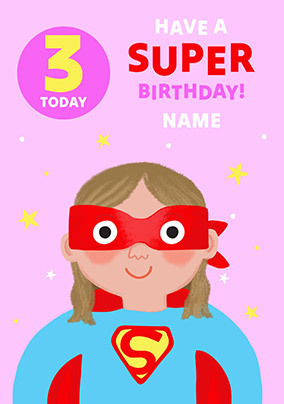 Supergirl 3rd Birthday Personalised Card