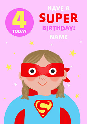 Supergirl 4th Birthday Personalised Card