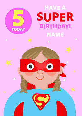 Supergirl 5th Birthday Personalised Card