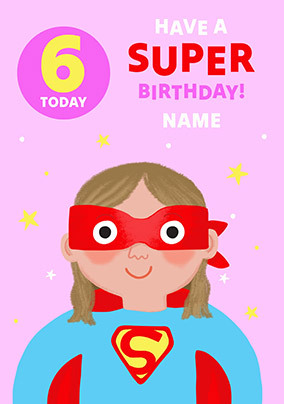 Supergirl 6th Birthday Personalised Card