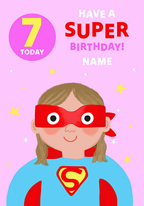 Supergirl 7th Birthday Personalised Card