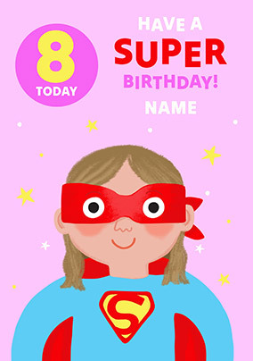 Supergirl 8th Birthday Personalised Card