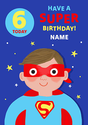 Superhero 6th Birthday Personalised Card