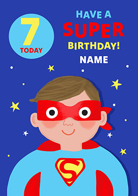 Superhero 7th Birthday Personalised Card