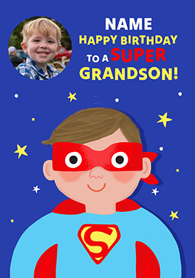 Super Grandson Photo Upload Birthday Card