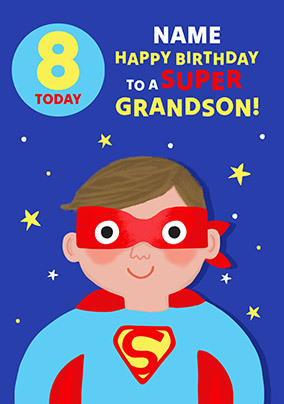 Super Grandson Personalised Age Birthday Card