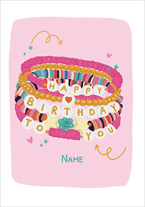 Beaded Bracelets Personalised Birthday Card